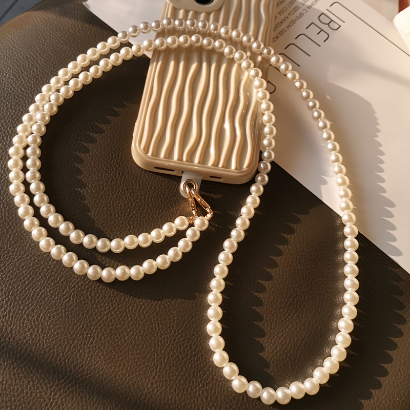 

Mobile Phone Hanging Strap Long Crossbody Necklace Chain Hand Beads Plastic Pearl Strap Anti-lost Suspender Mobile Phone Cover Universal Clip Bag