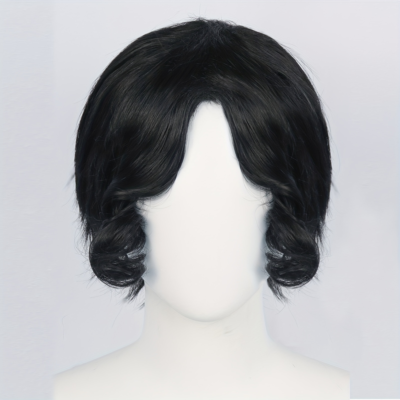 Synthetic Short Black Wig Anime Cosplay Wig Halloween Temu