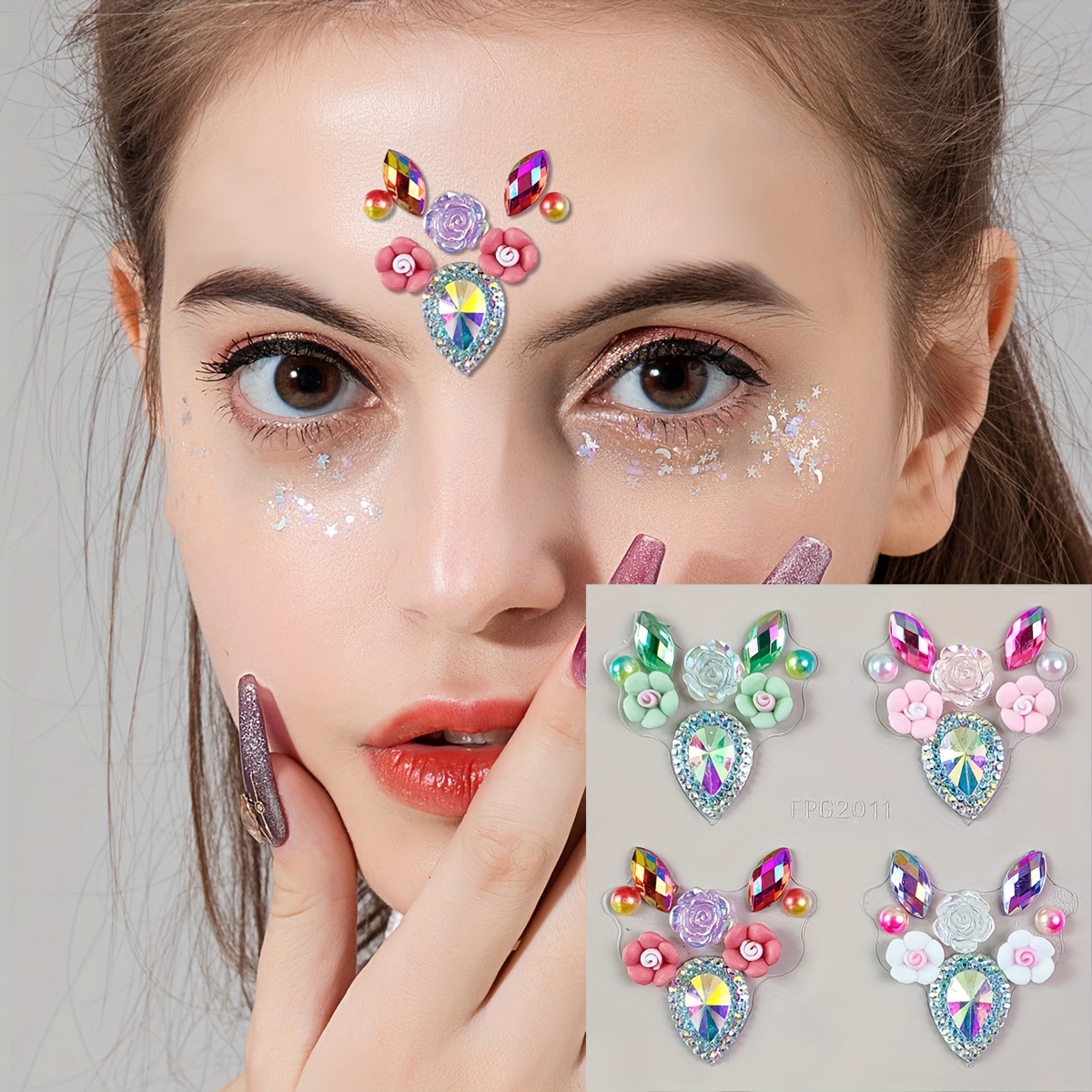 81 Single-grain Diy Eyebrow Eye Stickers Forehead Face Rhinestones Stickers  Acrylic Stickers