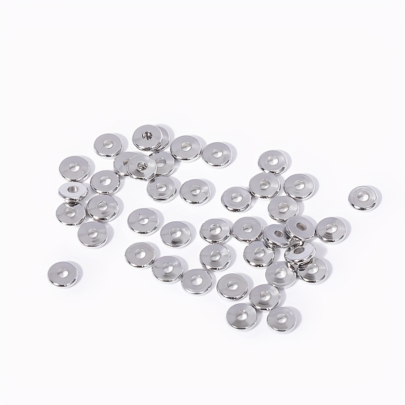 About 100pcs 2 Colors 4mm Tiny Flat Round Spacer Beads Stainless Steel Beads Bead Spacers Metal Bead Smooth Beads for Jewelry Making Findings Golden