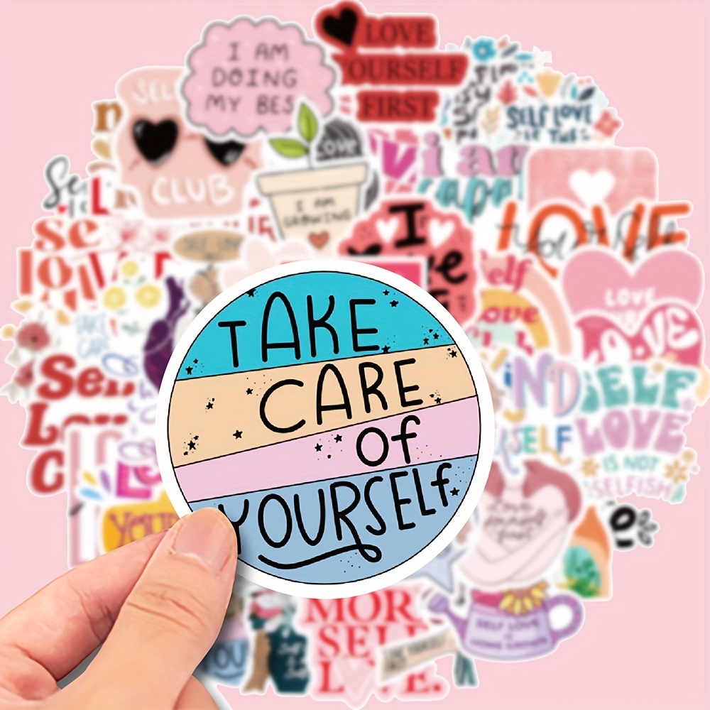 

50pcs Self-love Stickers, Love And Self-love, Christmas Gifts Waterproof Graffiti Stickers For Decorating Computers, Mobile Phones, Notebooks, Water Bottles, Helmets, Guitars, And Suitcases