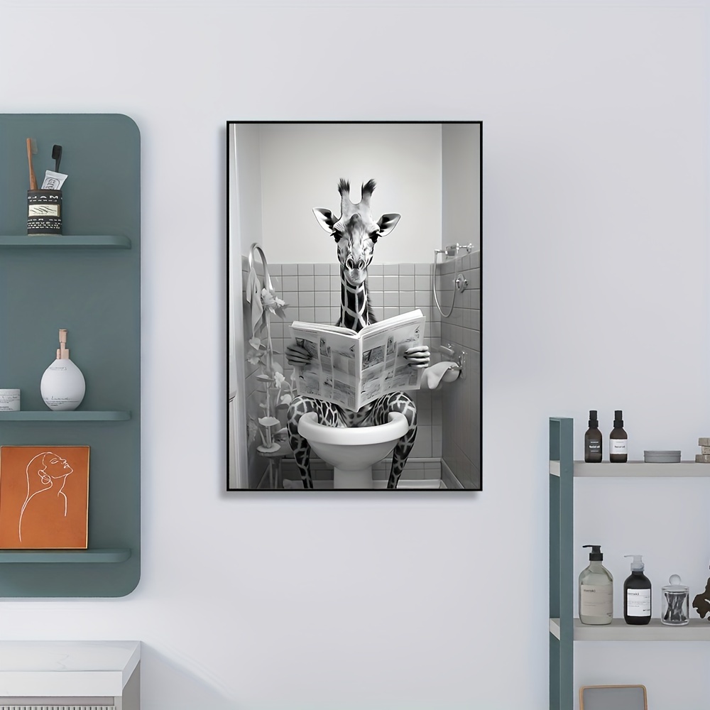 PIY PAINTING Set da 3 Quadro su tela in bianco e nero Giraffa, alpaca e  foca in una vasca da bagno Quadri Moderni Decorazione da parete Animale  Stampa su tela per Camera