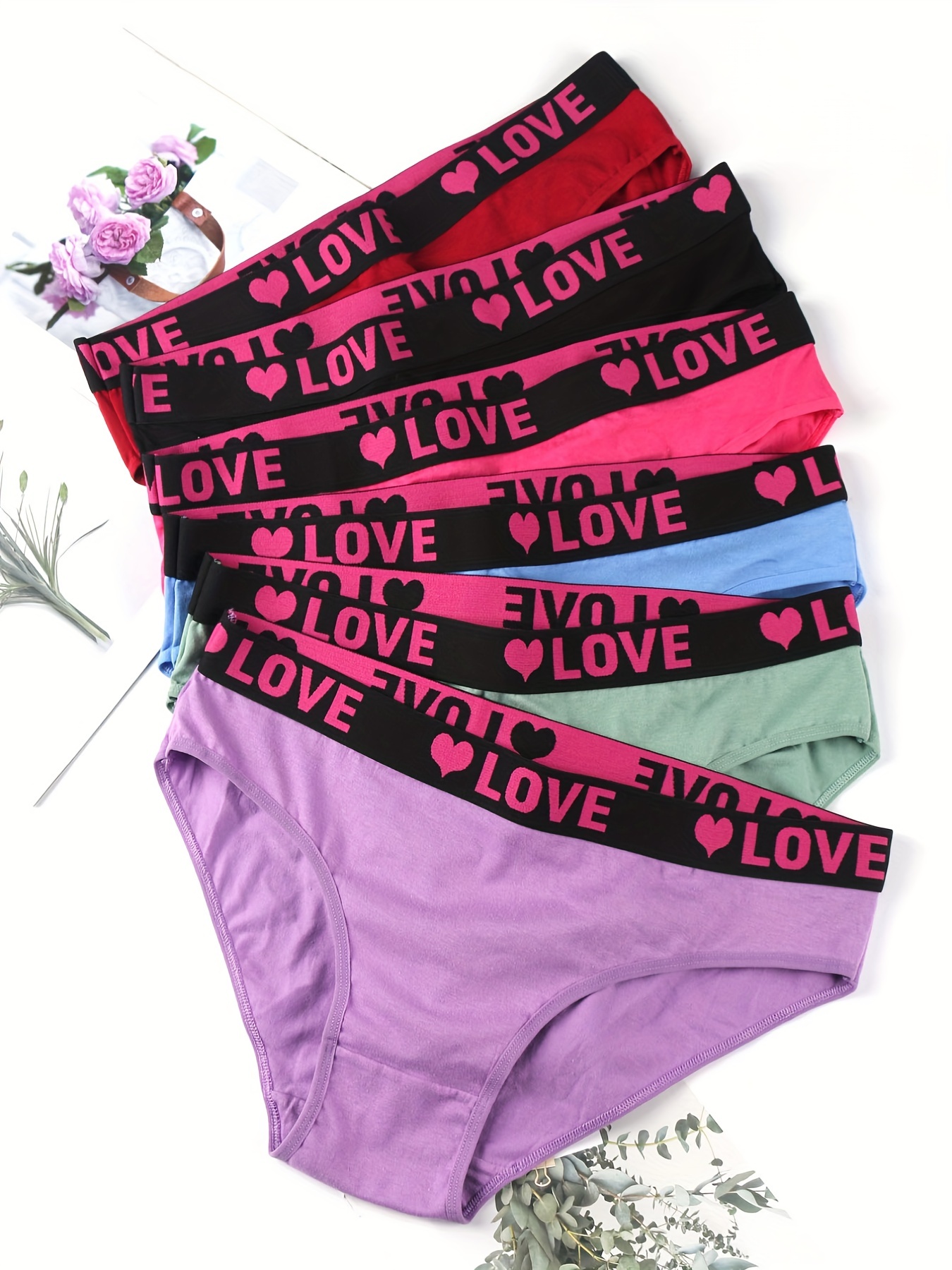 Plus Size Romantic Panties Set Women's Plus Heart Letter - Temu