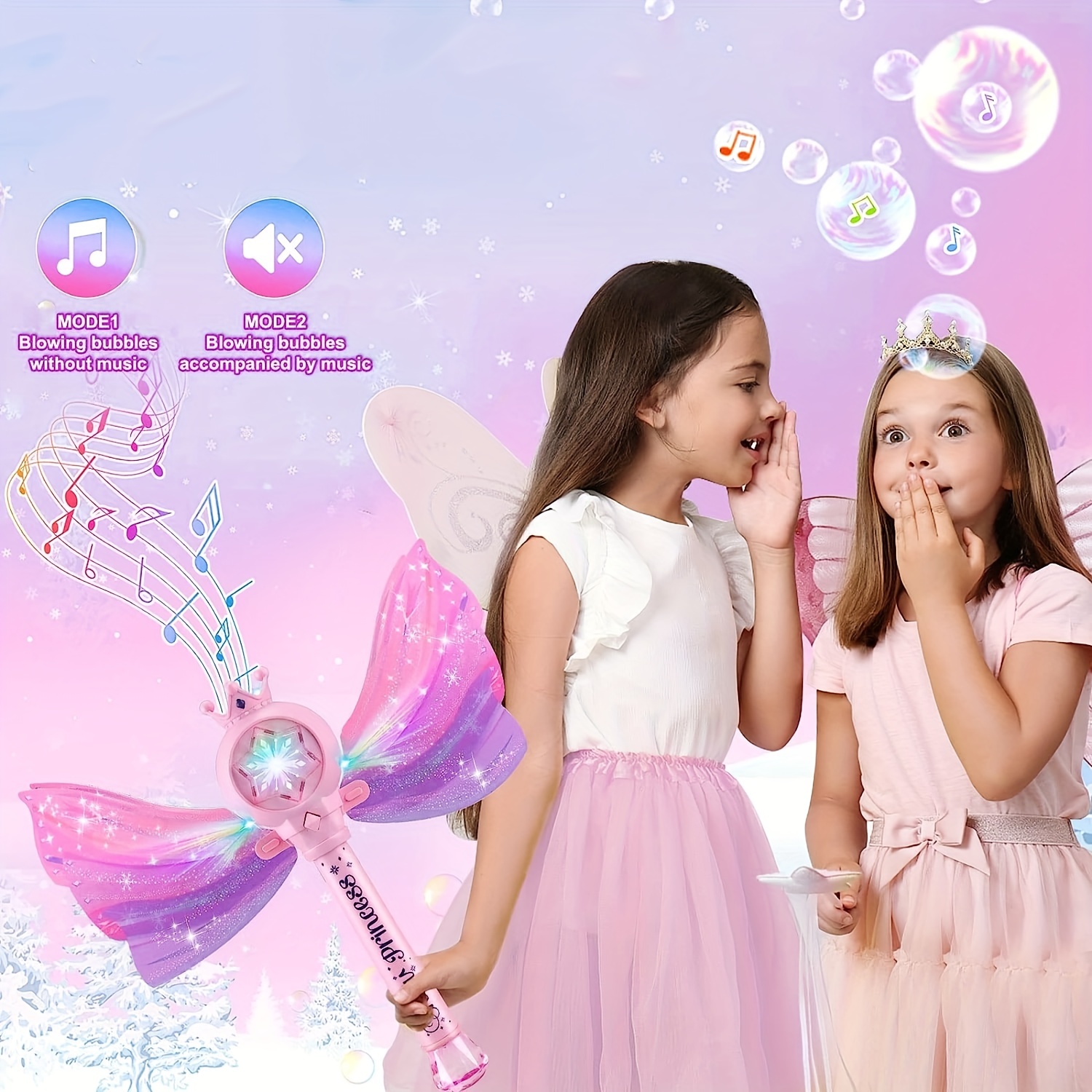 Fairy Stick Glowing Magic Wand Outdoor Toys For Baby Girl Princess Crown  Electric Bubble Blower Machine Girl Gifts