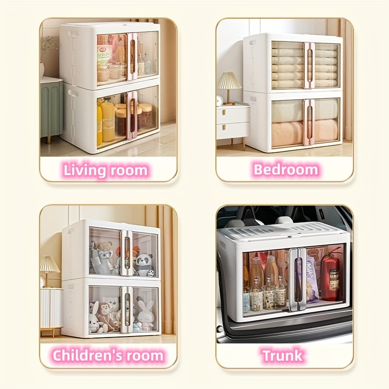 Foldable Storage Box, Storage Bins With Lid And Clear Door