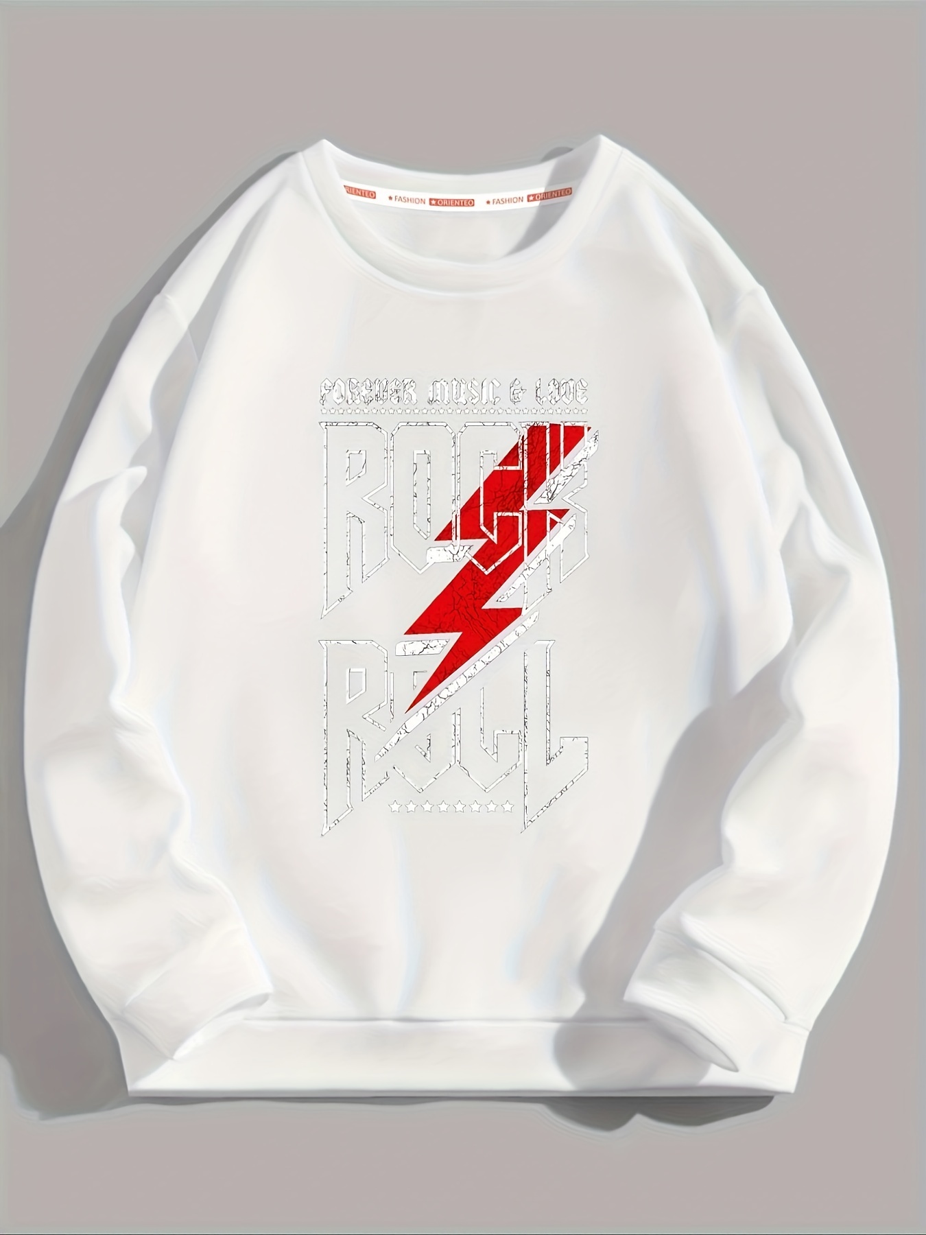 Print Casual Sweatshirt Rock Roll Graphic Temu Men\'s - Trendy