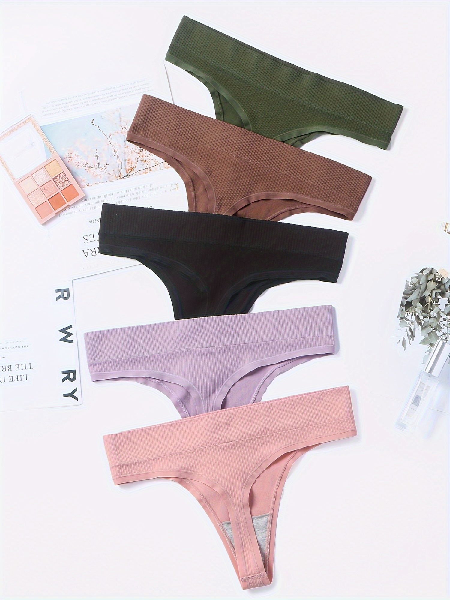 Plus Size Sexy Panties Set Women's Plus Solid Ribbed Knit - Temu