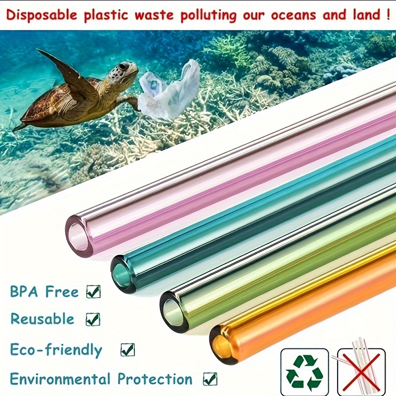 High Borosilicate Glass Straws Eco Friendly Reusable Drinking Straw for  Smoothies Cocktails Bar Accessories Straws with Brushes
