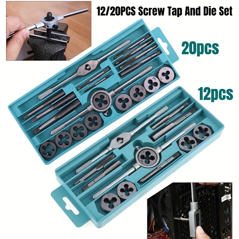 

12/20pcs/set Multi-functional Tap And Die Set, M3-m12 Metric Screw Thread Plugs, Straight Taper, Screw Thread Plugs Straight Taper Reamer Tools, Tapping And Thread Tools