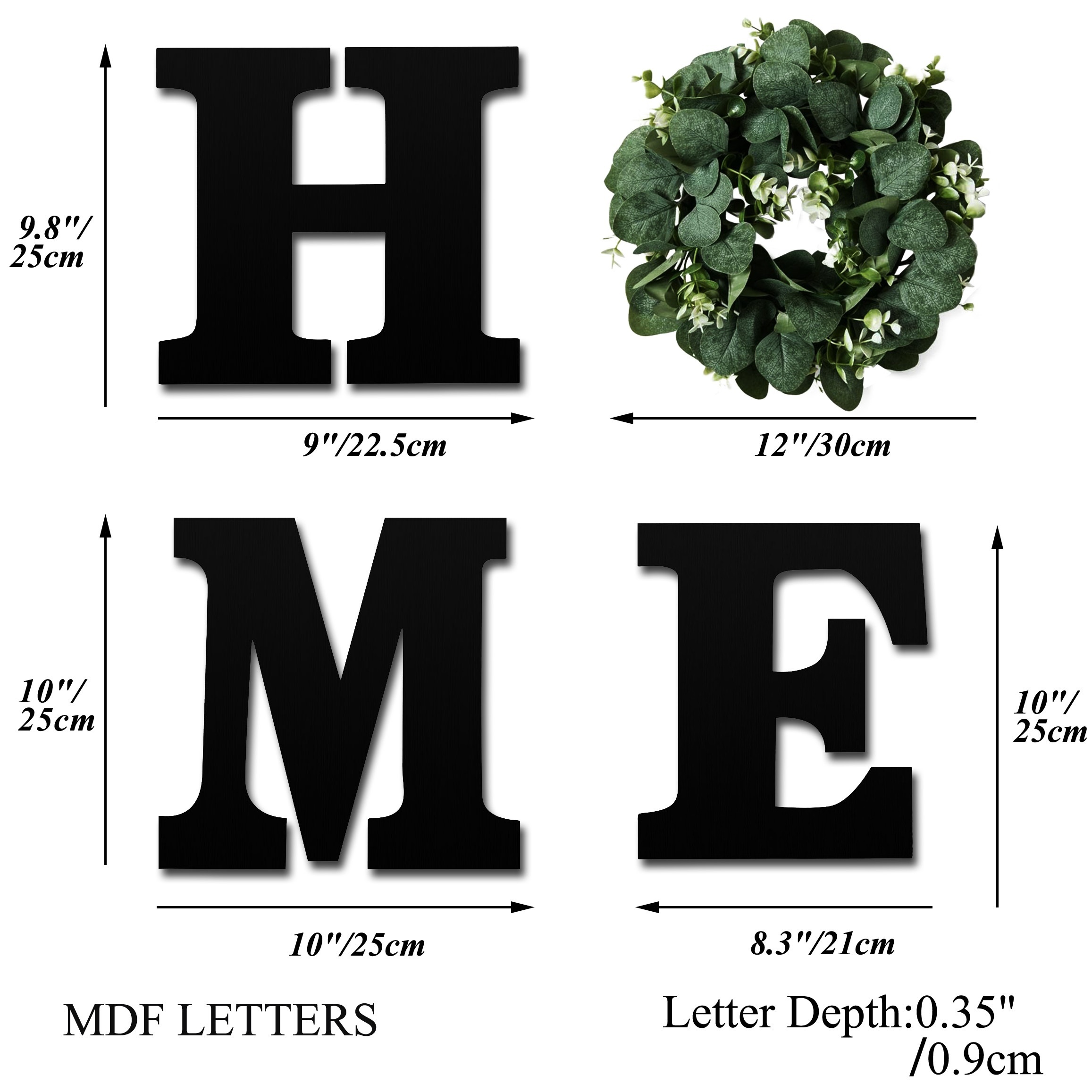 Cartel colgante de madera con letras en inglés «HOME» (Hogar), letras de  madera con corona de eucalipto artificial, decoración del hogar de estilo
