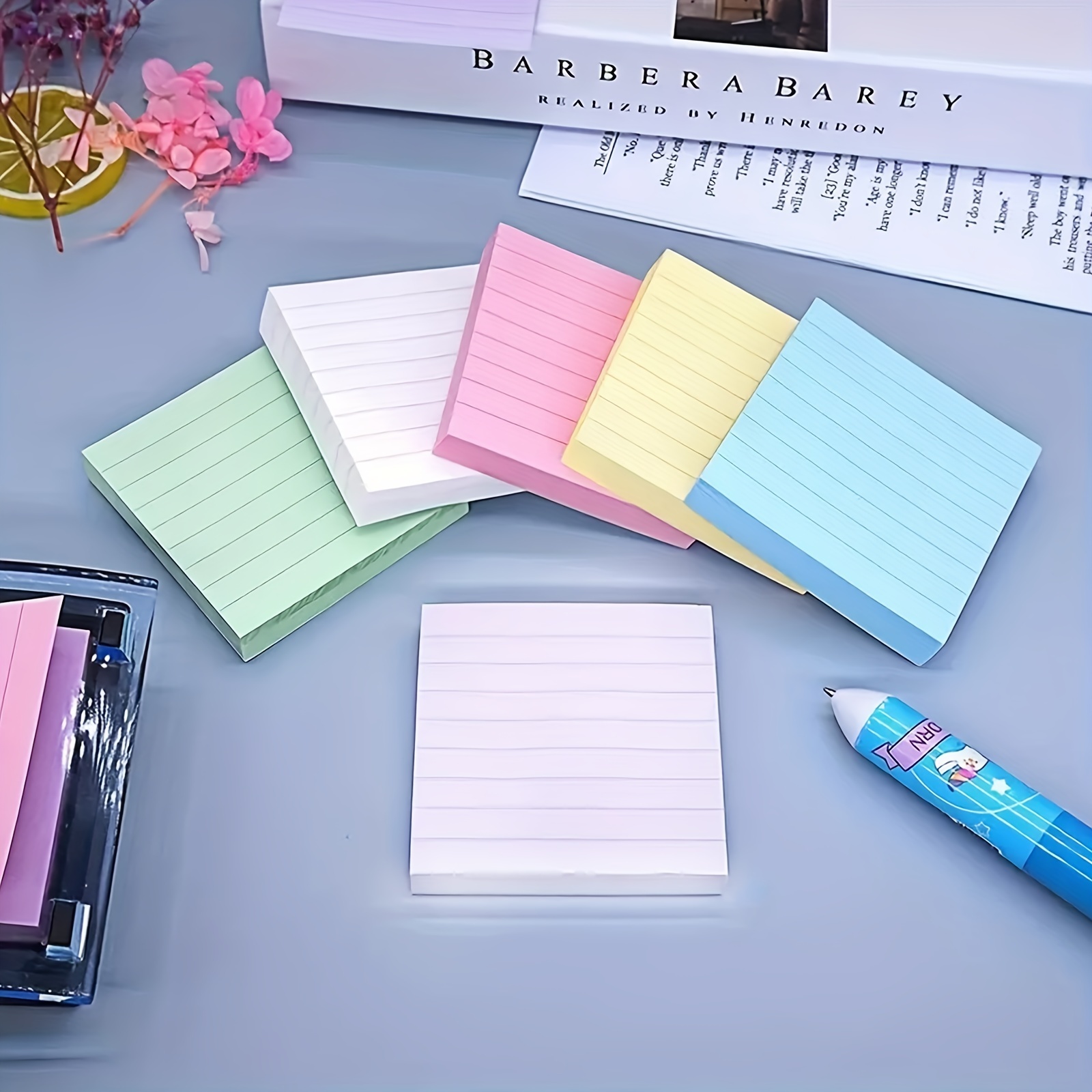 Lined Sticky Notes Pastel Memo Post It School Office 100 Sheets