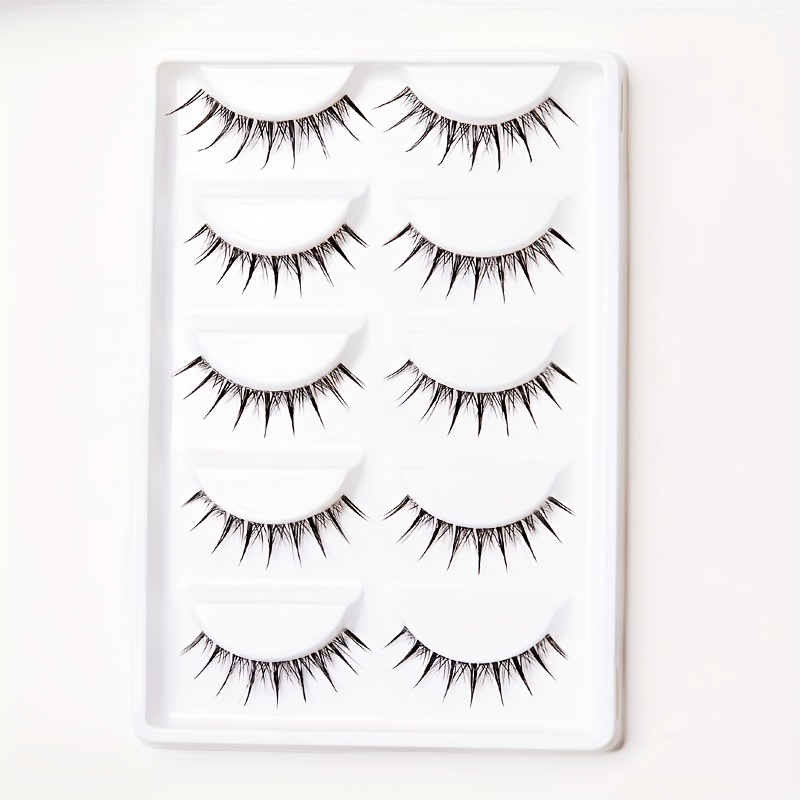 5 Pairs Crisscross Wispy False Eyelashes Japanese Style Anime Lashes