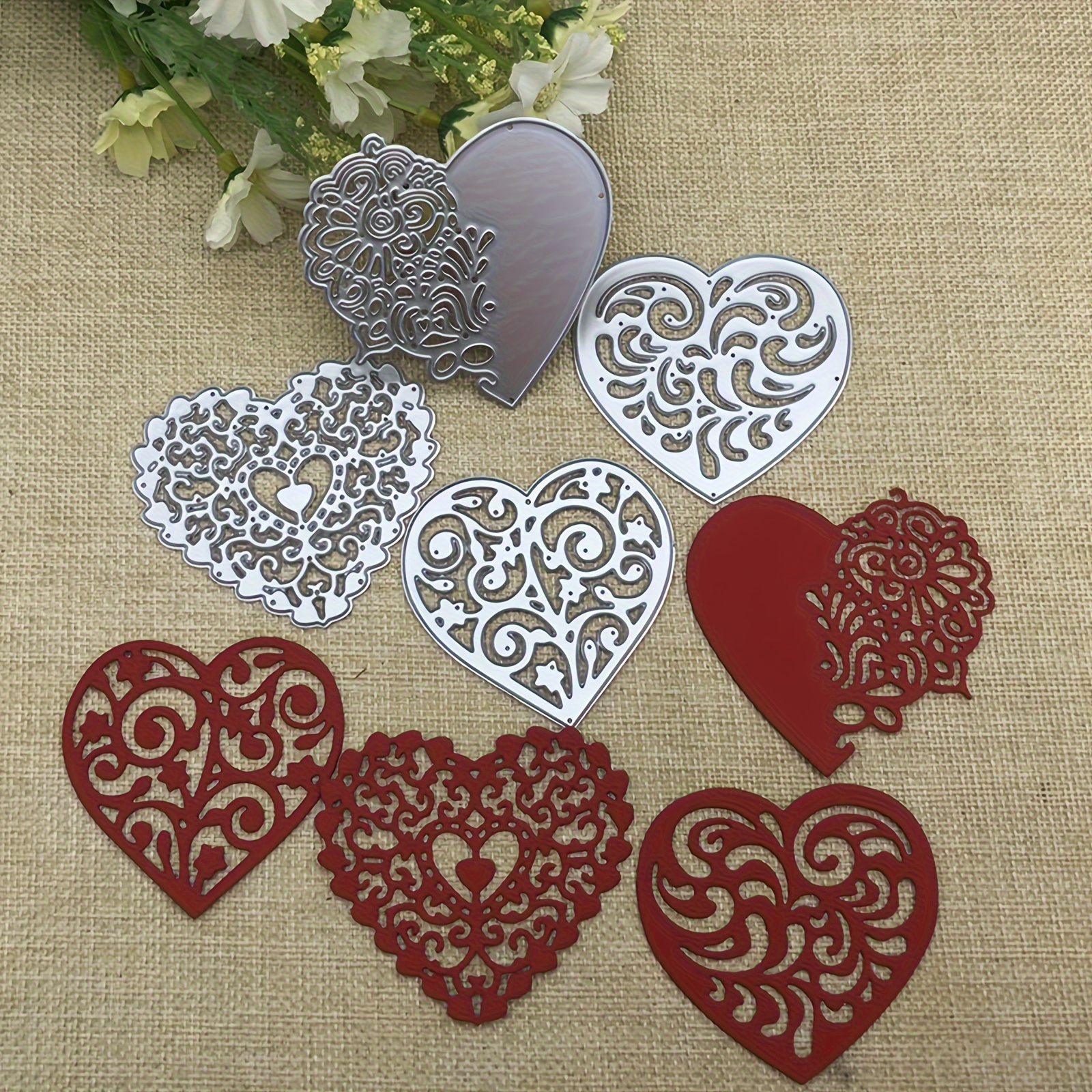 

4pcs/set Lace Love Metal Die Cuts,heart Love Lace Floer Cutting Dies Cut Stencils For Diy Scrapbooking Album Decorative Embossing Paper Dies Card Making