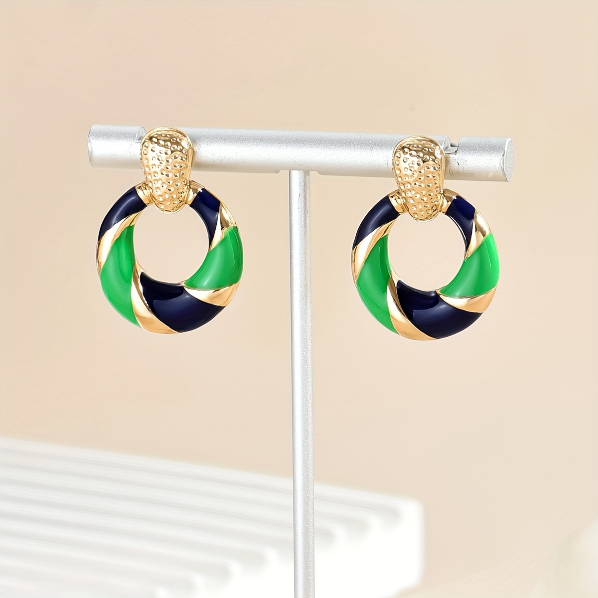 Women's Fashion Pastoral Windmill Pattern Spiral Enamel Stud Earrings