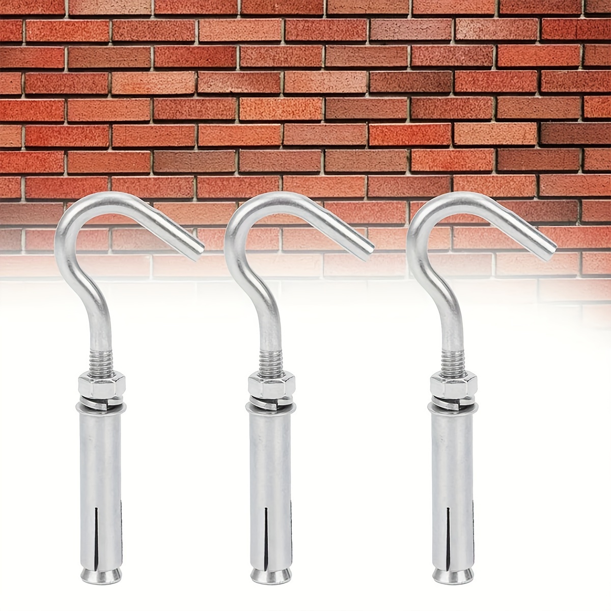 Concrete Wall Hook, 304 Stainless Steel Expansion Hook Heavy Duty Concrete  Hook Open Cup Hook Expansion Bolts for Concrete Wall (M6-5Pack)