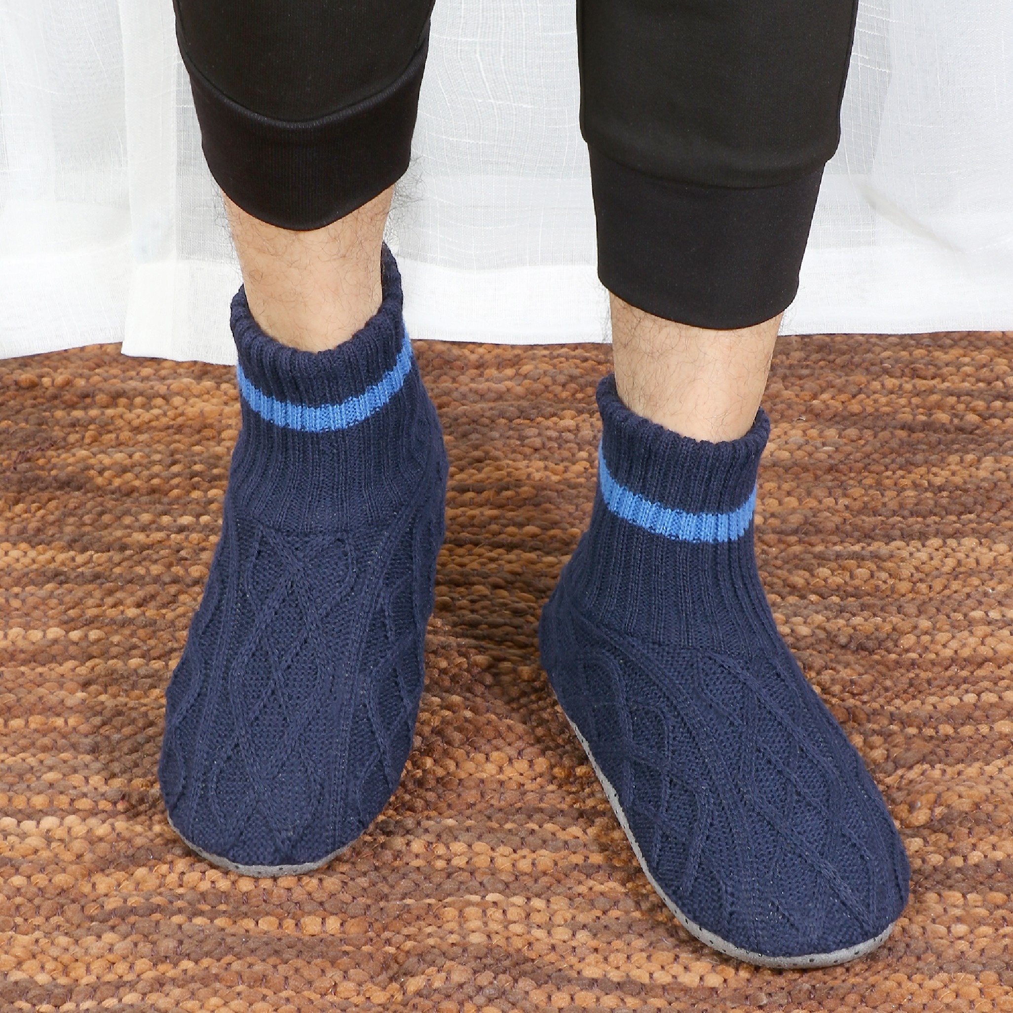 Mens Fabric Socks Slipper Soft Cozy Thick House Indoor Boot Sock