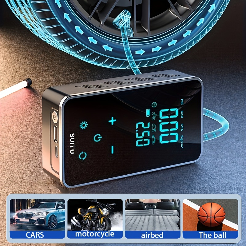 Compresseur D'air Portable Pour Voiture, Pompe à Air Numérique Pour Pneus  De Moto, Avec Lumière LED