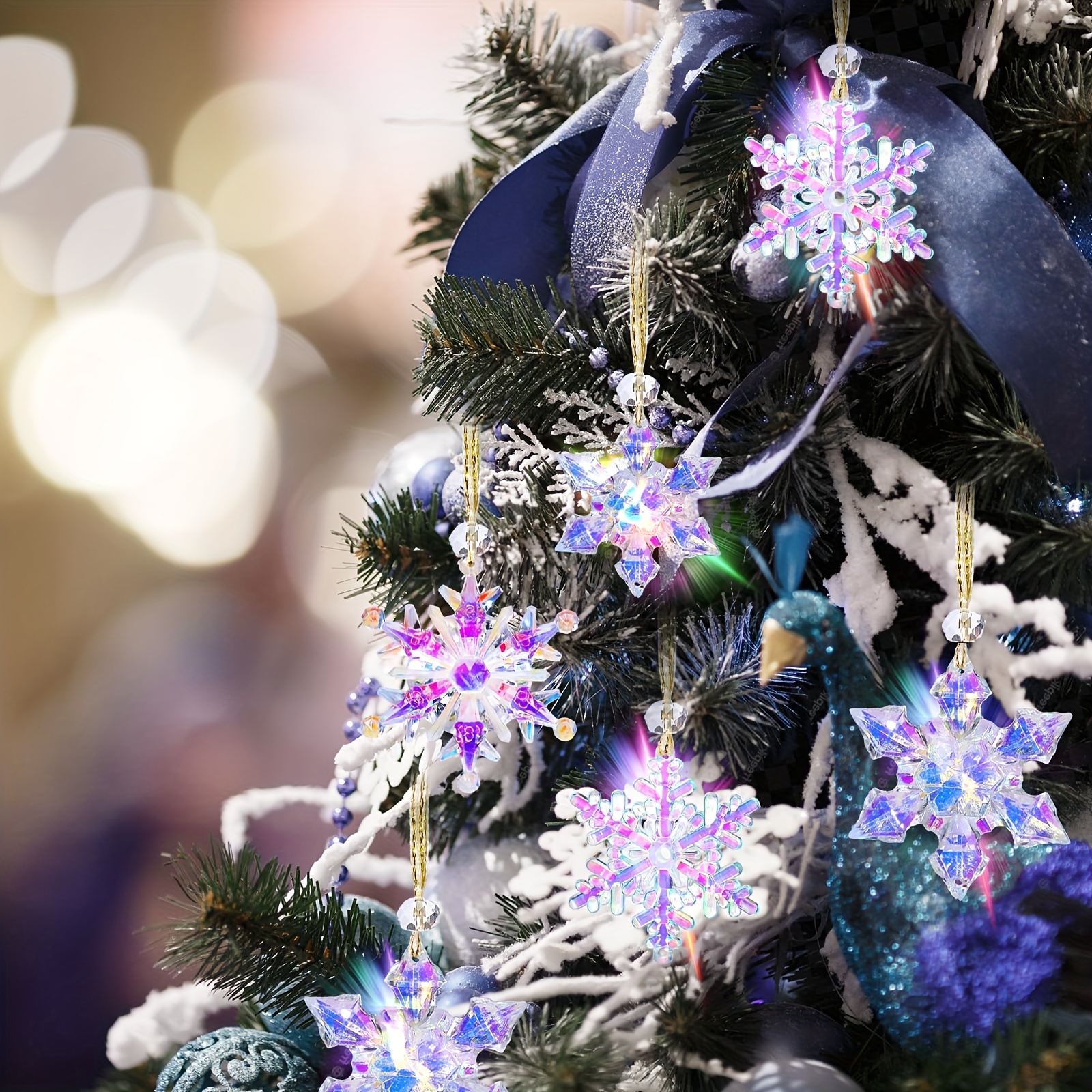 New! Set of 6 Mini Tree & Snowflake Ornaments Christmas Embellish Crafts  Winter