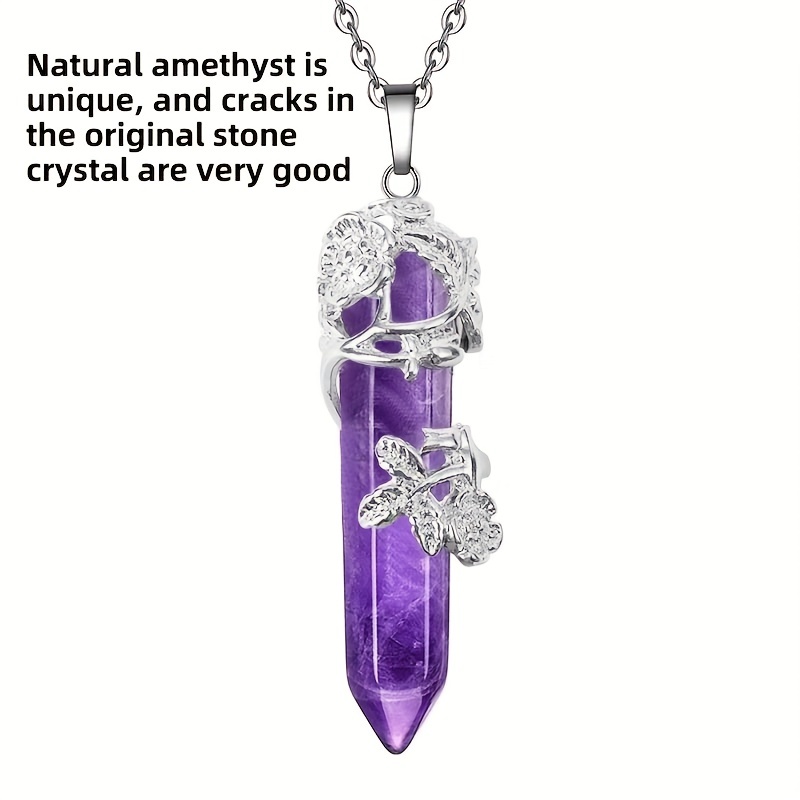 1 Box 3 Styles Healing Crystal Necklace Set Flower Wrapped Crystal Necklace  Stone Point Pendant Natural Amethyst Chakra Crystal Charms for Jewelry