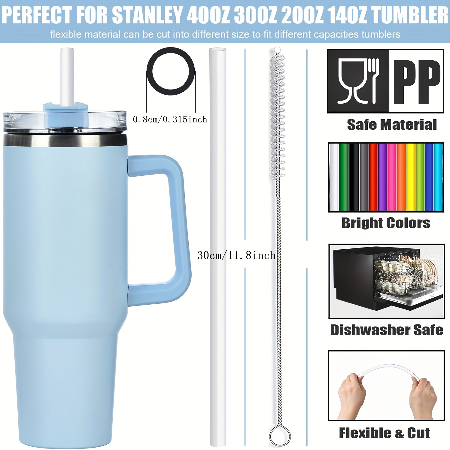 8 Pack Replacement Straws for Stanley 30 40 Oz Adventure Quencher