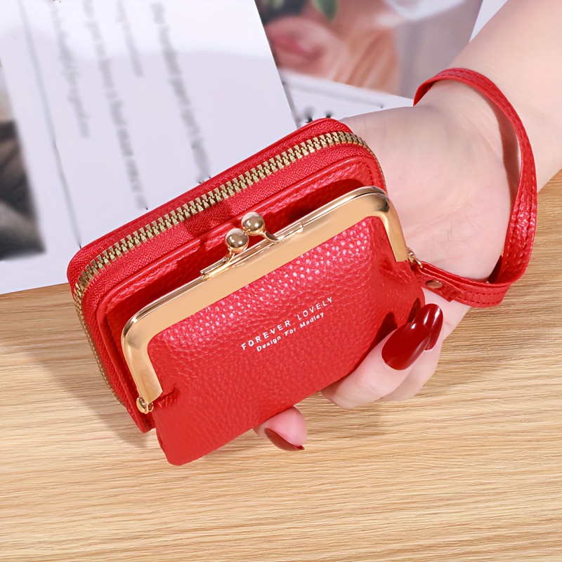 2023 New Women Wallet Genuine Leather Double Zipper Coin Purse Bag Large  Capacity Clutch Wallets with Keychain Ring Money Purses