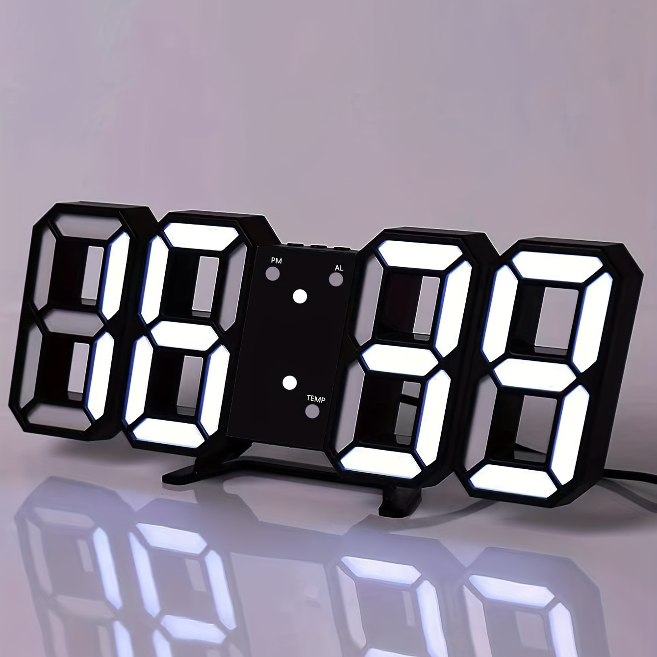 Reloj de pared digital LED creativo con anillo de alarma cambio de