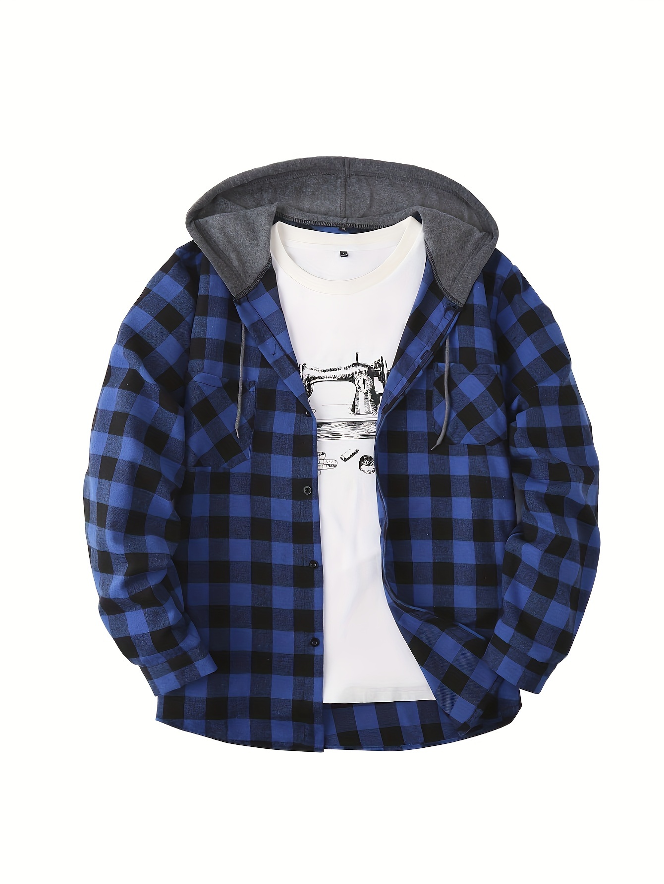 men's casual hoodie shirt long sleeve button - Temu
