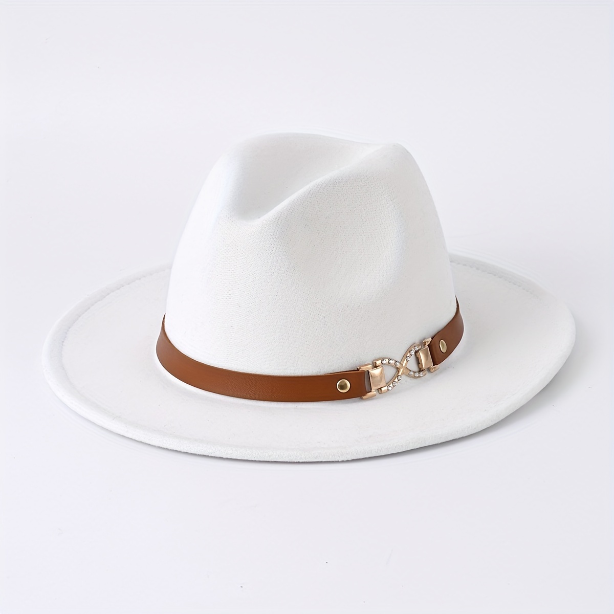 Chapeau De Cowboy Unisexe, Décor De Ceinture De Feuilles, Jazz Fedoras  Vintage, Couleur Unie, Chapeau En Feutre De Cowboy À Bord Roulé Pour Femmes  Et Hommes - Temu Belgium