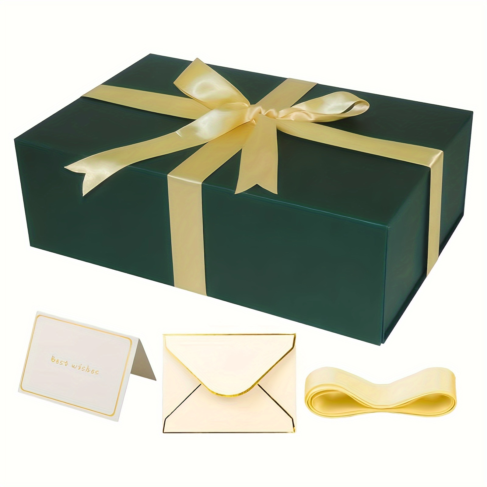 Caja de regalo azul con tapa, cajas de regalo grandes de 13 x 9 x 4  pulgadas para regalos con cinta y tarjeta de felicitación, cierre  magnético, caja