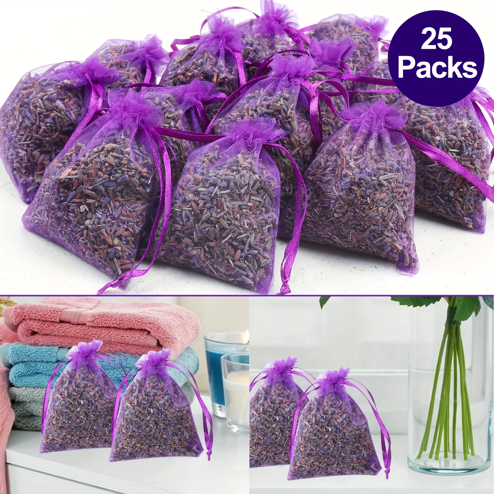 20 Confezioni Di Sacchetti Di Lavanda Adatti Per Cassetti E Armadi,  Sacchetti Di Lavanda Essiccati Per La Casa, Regalo Per La Festa Nuziale,  Aromaterapia Con Rosa Per Armadio, Diffusore Per Il Bagno