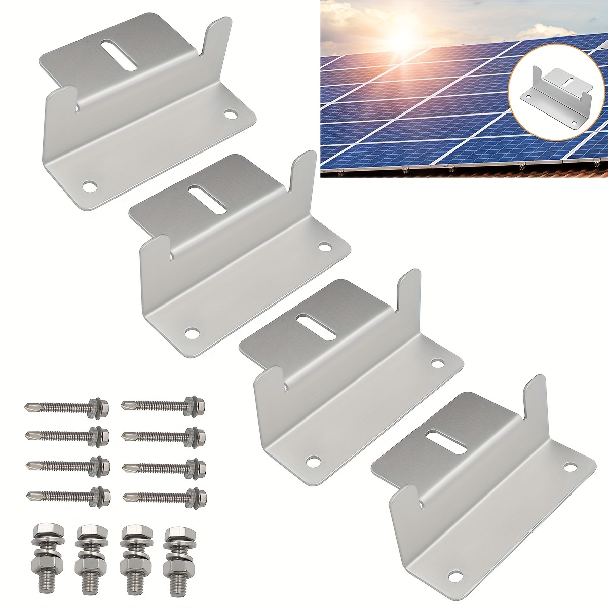 Soportes de montaje de panel solar de varias piezas ajustables para 1-4  piezas de paneles solares