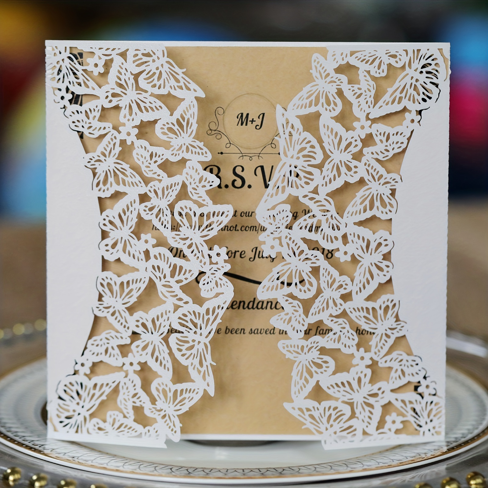 Elegant Laser Cut Pearl Paper Wedding Invitations Inner - Temu