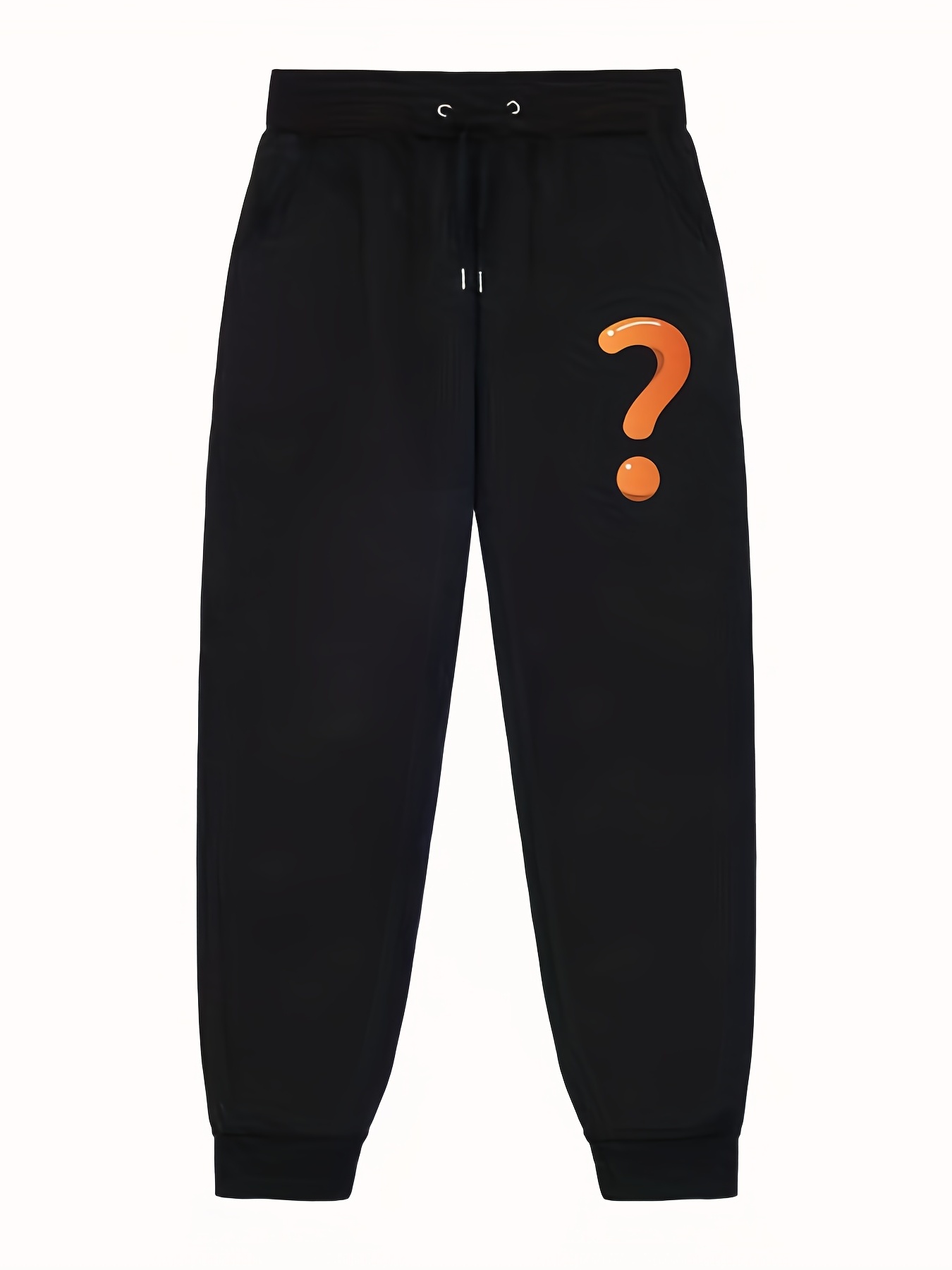 Question Mark Pattern Joggers, Men's Casual Stretch Waist