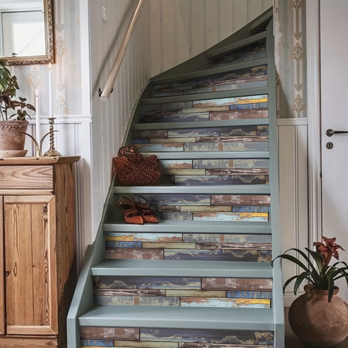 Simulation Bookcase Artistic Peel And Stick Stair Riser - Temu