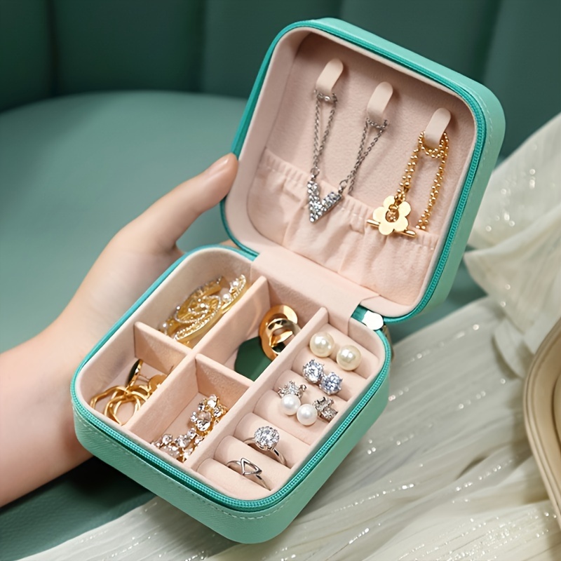 Simple Portable Jewelry Box Ring Earring Necklace Storage - Temu