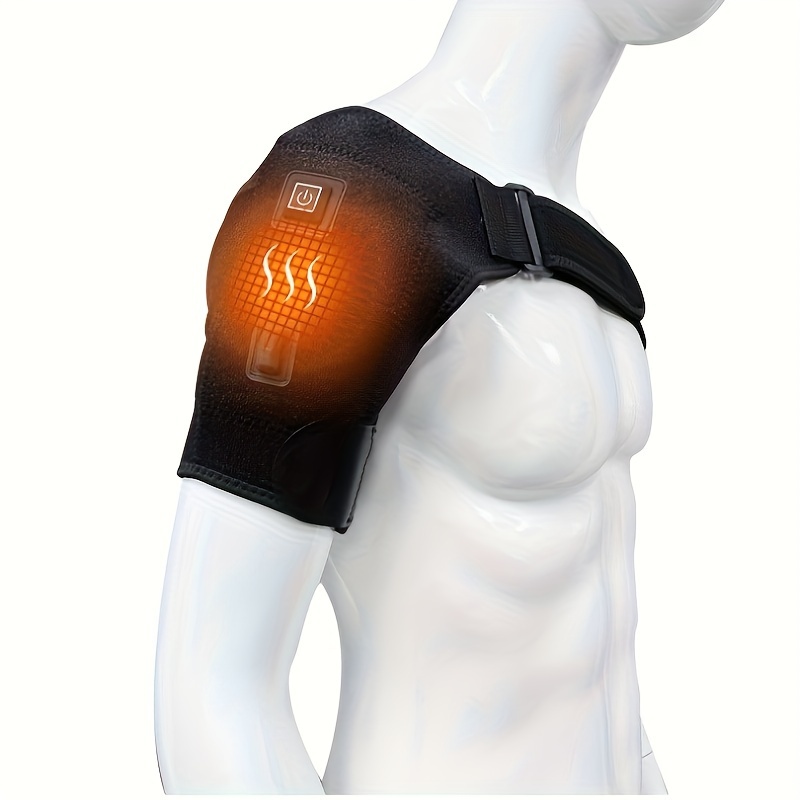 Heated Shoulder Wrap with Massage, Electric Shoulder Massager Heating Pad  for Men Women Frozen Shoulder Pain Relief with AC Adapter (Black)