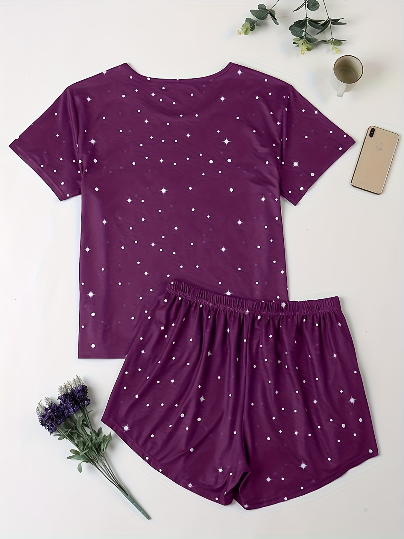 Star Print Tee & Shorts Pajama Set
