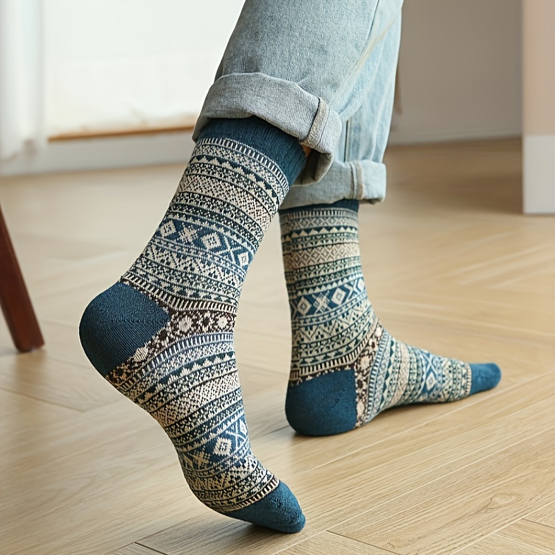 Men's Thickened Warm Socks Winter Vintage Ethnic Style - Temu
