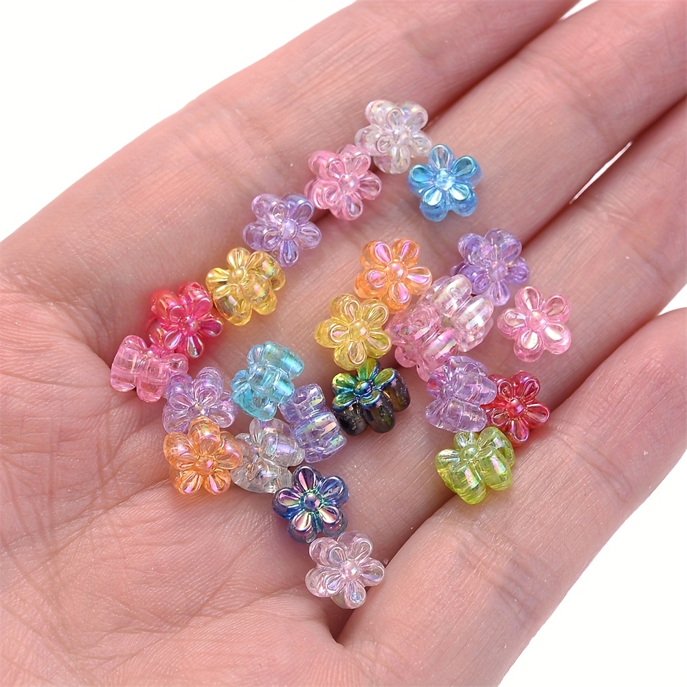 Tiny Ab Color Flower Beads Mix Shiny Loose Spacer Beads For - Temu