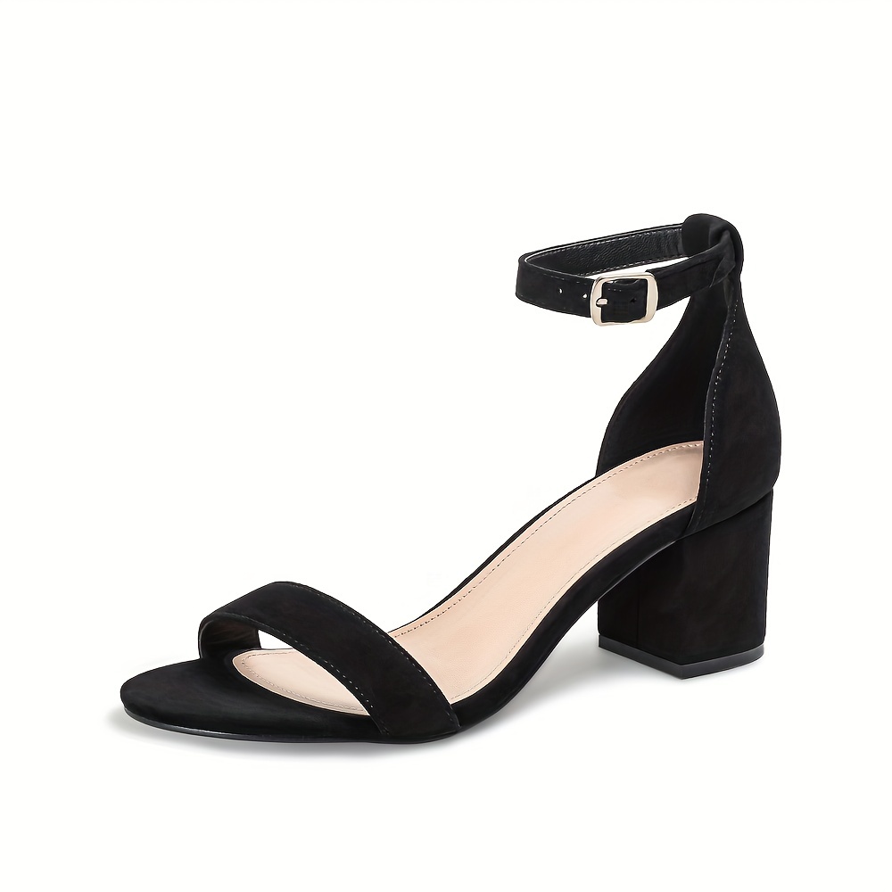 Sandalias de tacón abierto para mujer, Negro 