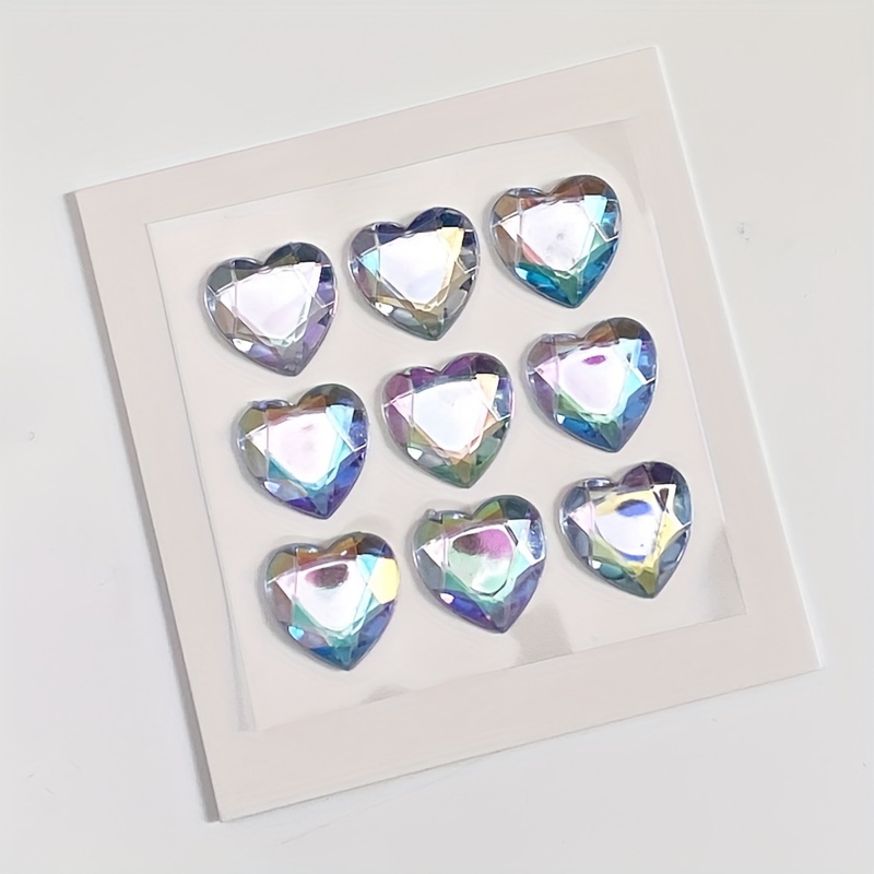 Rhinestone double heart stickers self-adhesive decoration 4 pcs.