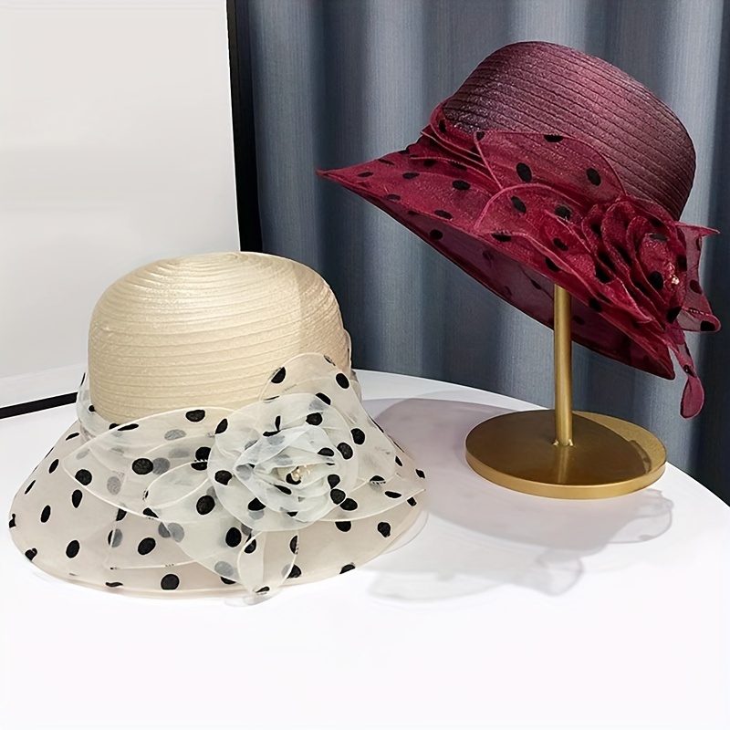 Elegant Organza Sun Hats Vintage Wide Brim Breathable Travel - Temu Canada