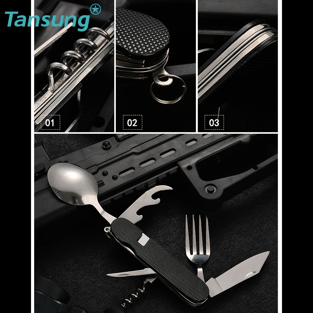 Portable Folding Tableware Set With Aluminum Handle And - Temu