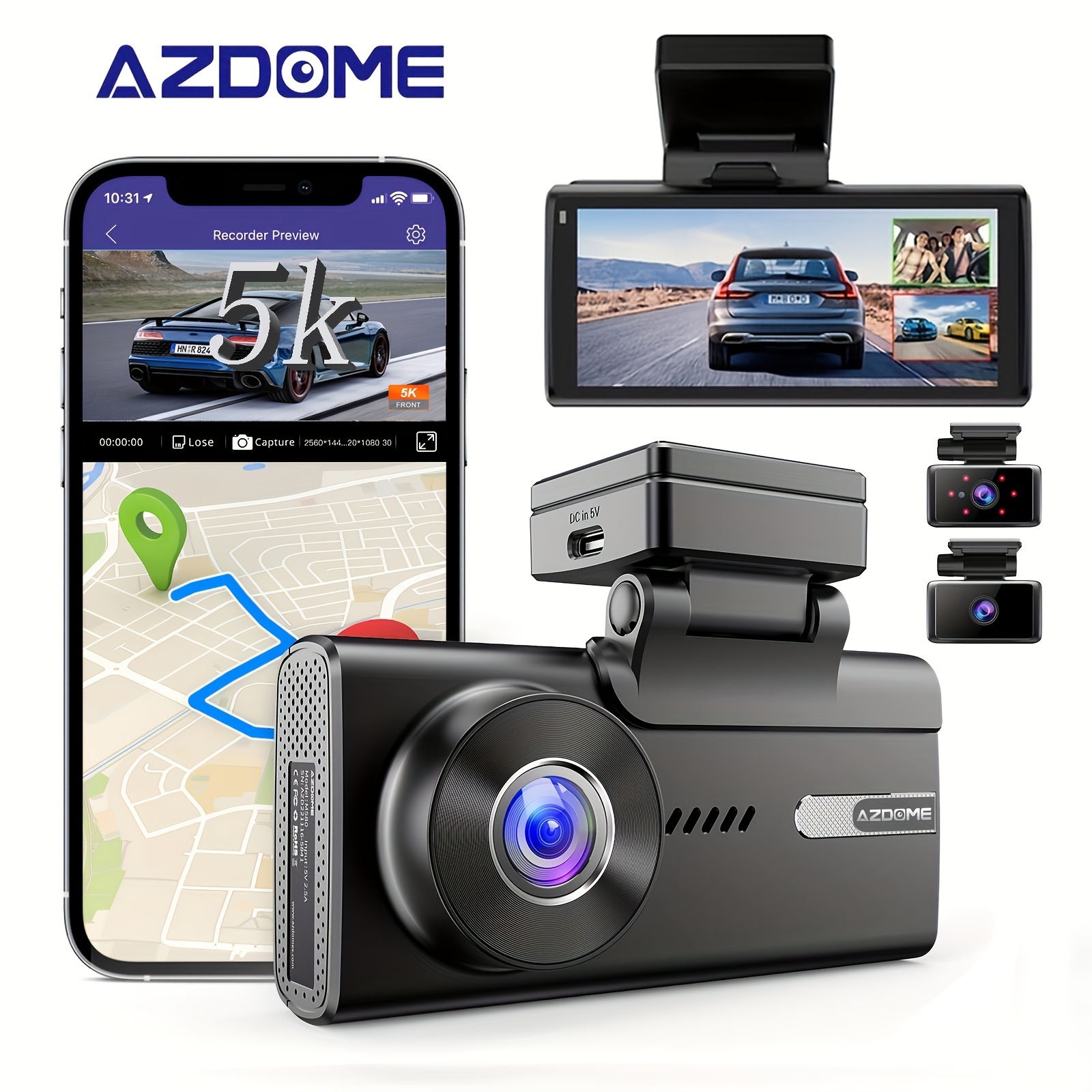 Dash Cam WiFi 2.5K Dual Dash Cam Front and Inside, Parking Mode, Loop  Recording Dash Camera Driving Recorder with GPS and Speed 