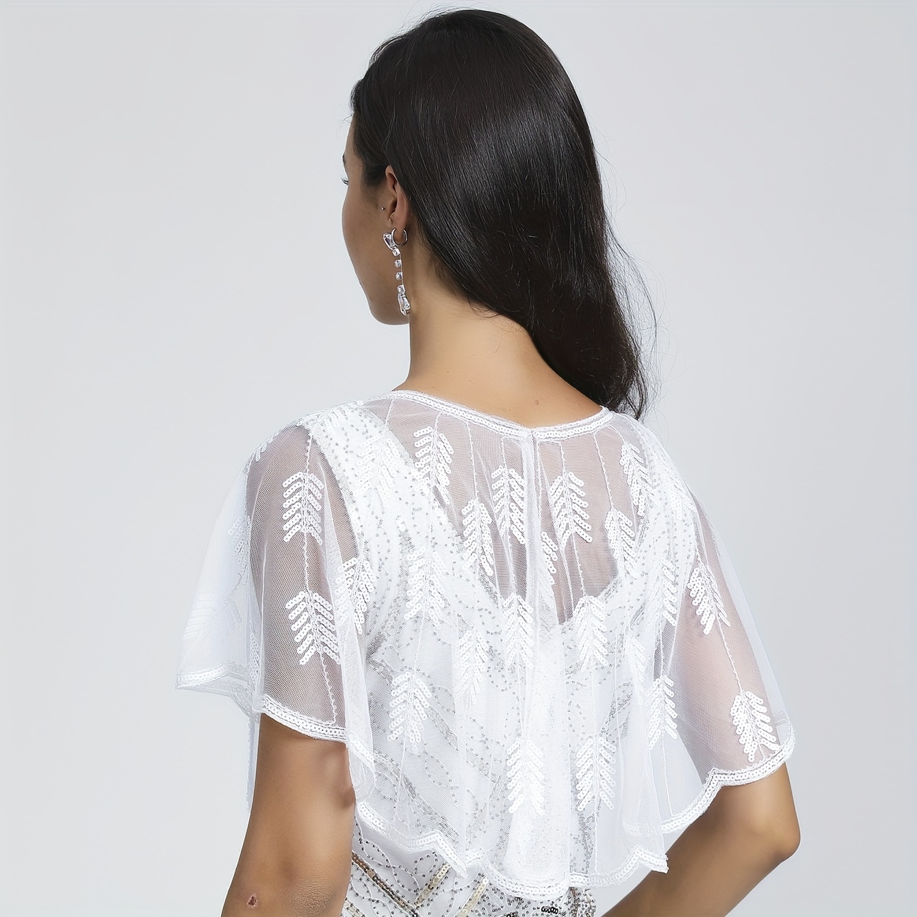 Vintage Embroidered Bead Shawl Evening Party Bridal Shawl