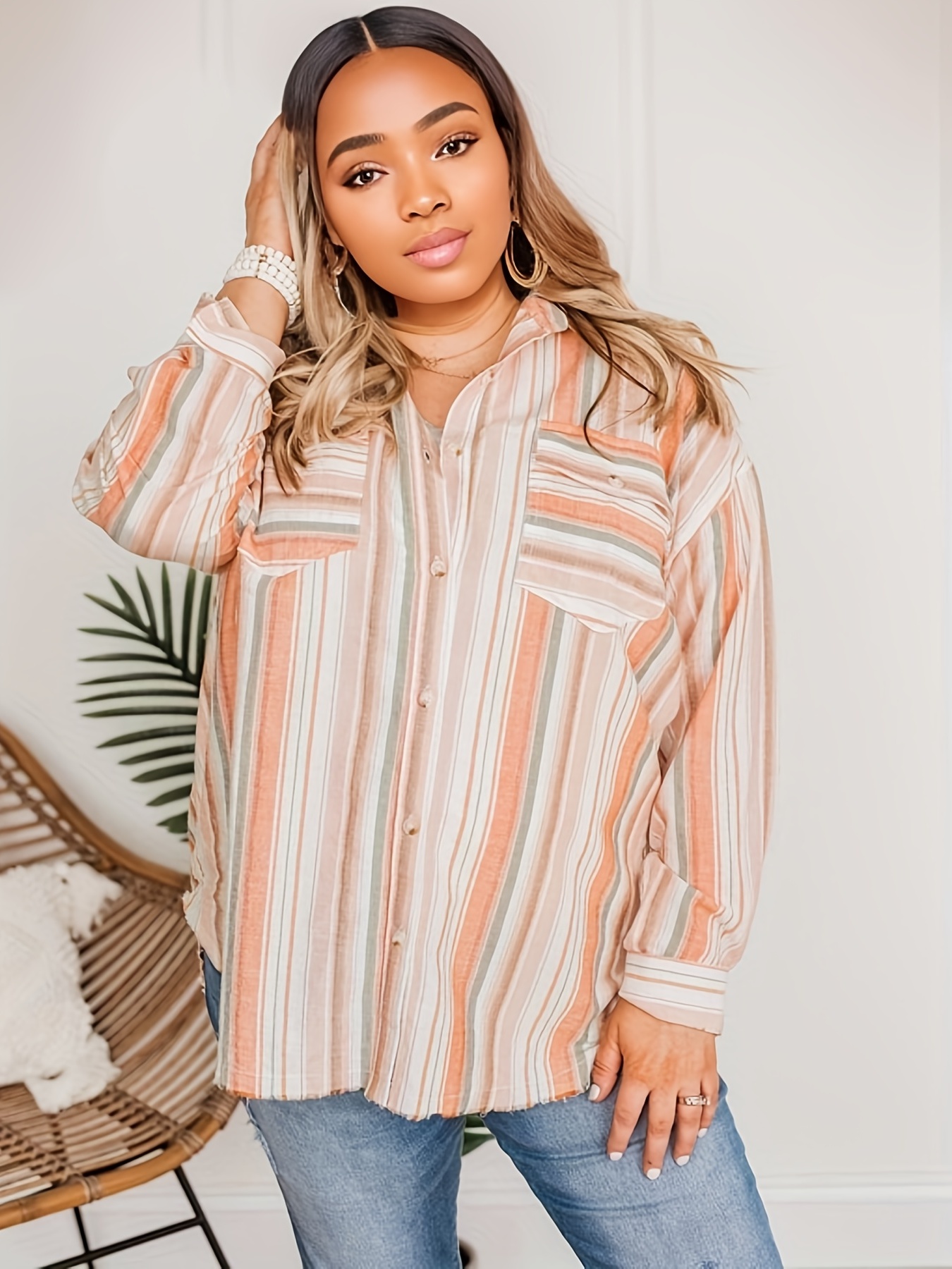 oversized boyfriend button down shirt plus size