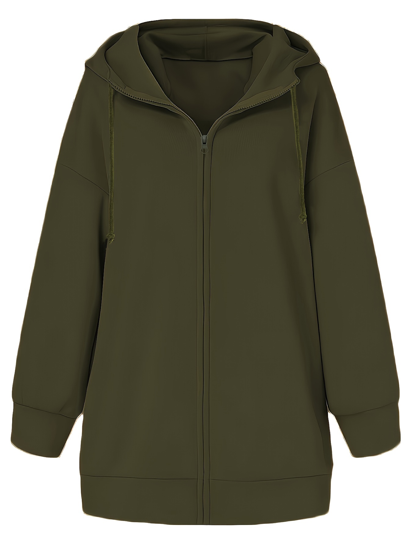 RQYYD Women Casual Full Zip Up Plus Size Hoodie Comfy Loose Solid Hooded  Sweatshirt Loose Long Sleeve Winter Jacket with Pockets (Army Green,3XL) 