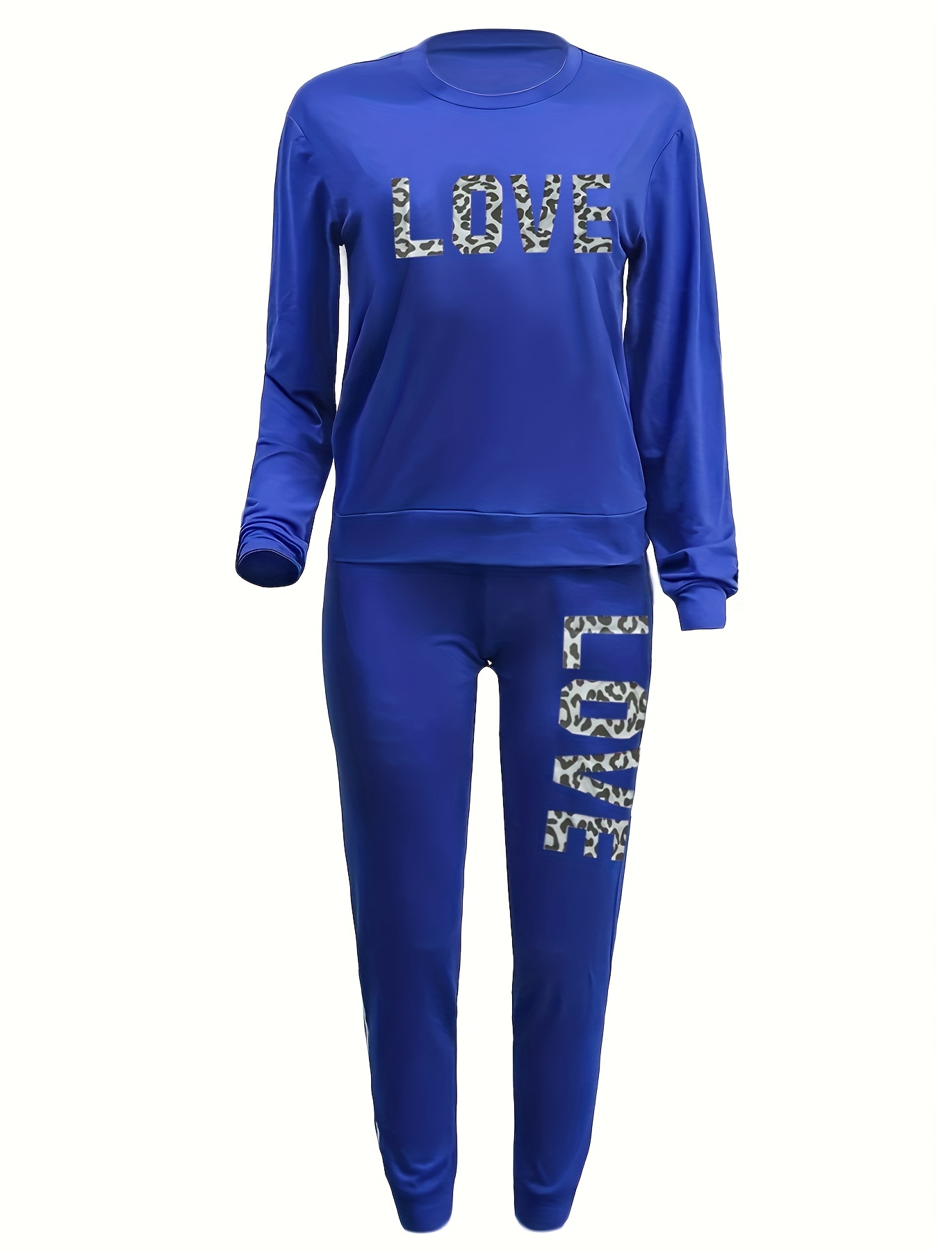 Plus Size Sports Outfits Set Women's Plus Leopard Letter - Temu Canada