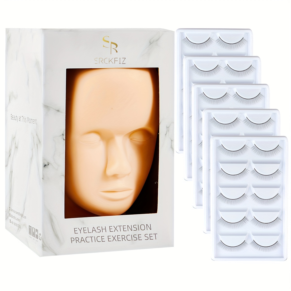 

Lash Mannequin Head, 25-pairs Practice Lashes Strips For Training Eyelash Extensions And Makeup Mannequin Face Soft-touch Rubber Practice Head Easy To Clean Reusable Eyelash Practice Kit
