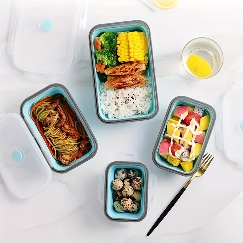 Collapsible Silicone Food Storage Containers With Lids - Portable Bento  Lunch Box For Teenagers And Workers - Microwave Safe And Dishwasher Safe -  Perfect For School, Canteen, And Home Kitchen - Temu